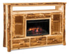 Amish Rustic Log Entertainment Center with Fireplace